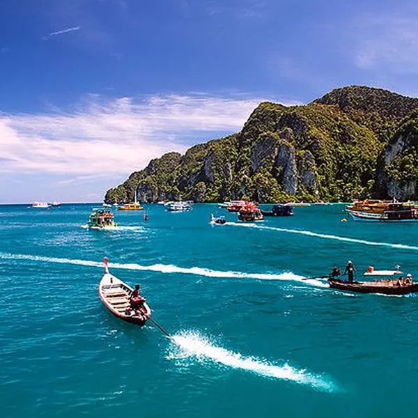 Island hopping boat cruising between Andaman islands