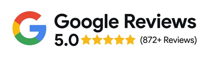Google Reviews rating 4.9 out of 5 from 1072 plus reviews